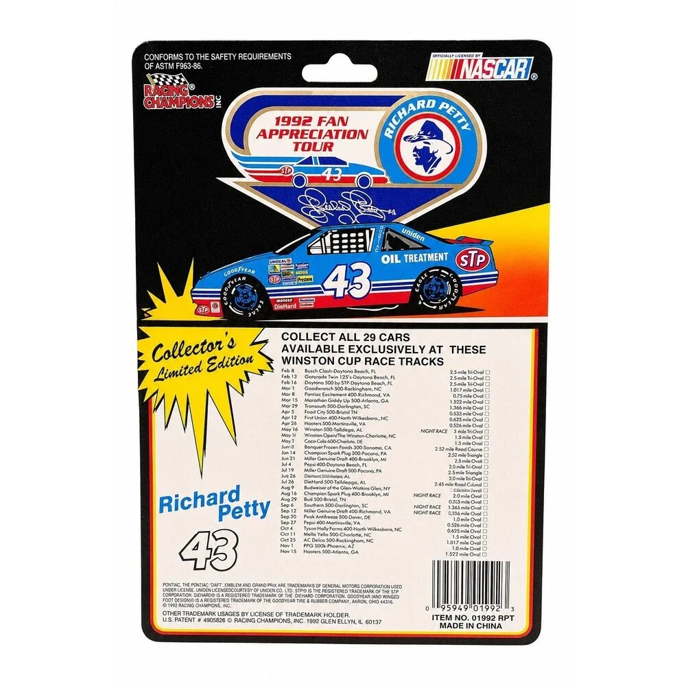 Racing Champions Richard Petty #43 Bristol 1992 Fan Appreciation Tour Die-Cast